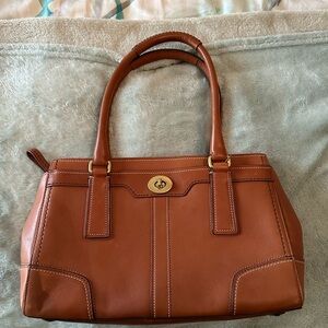 Brown and Gold leather Coach bag